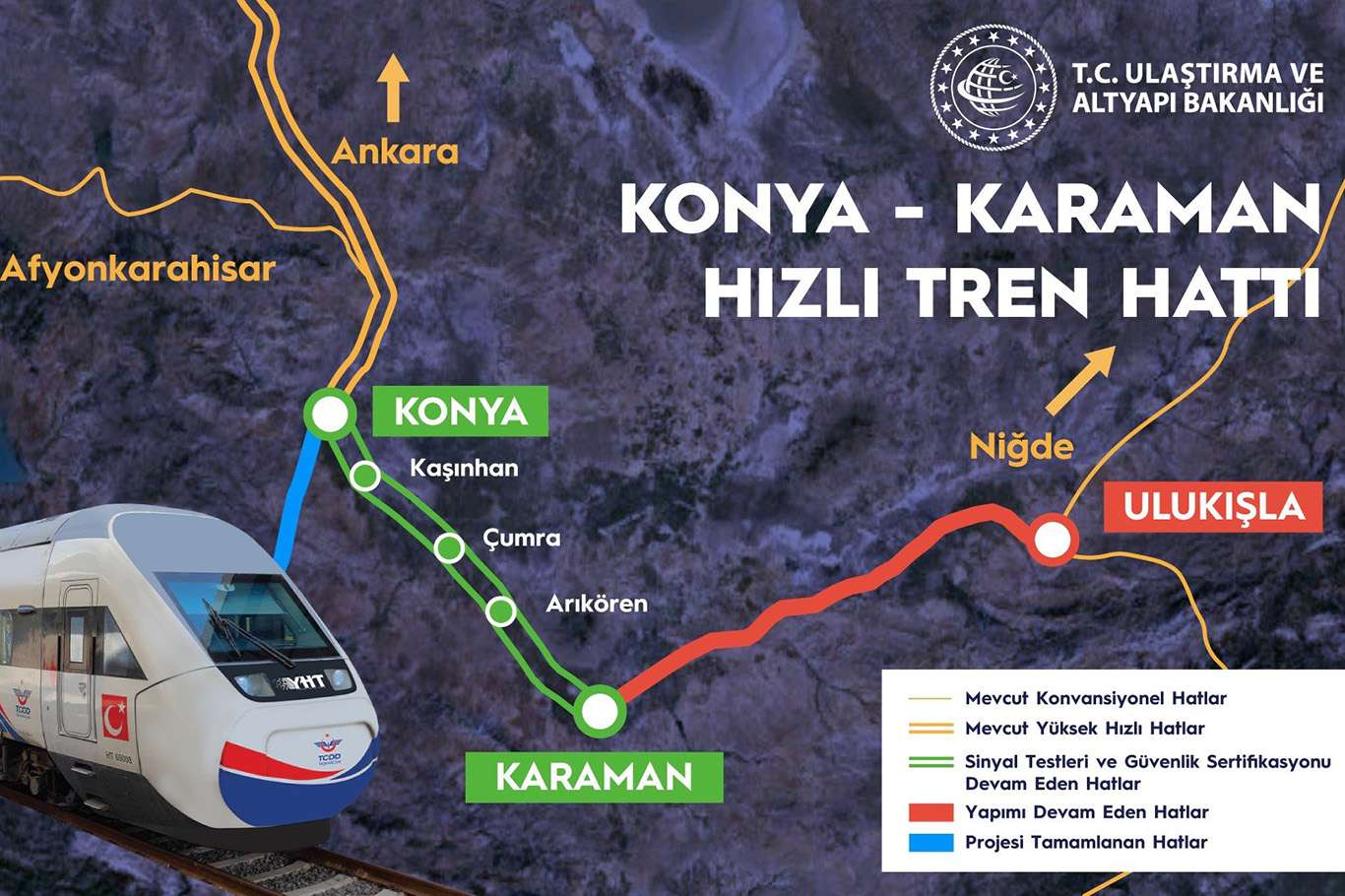 Konya-Karaman arası 35 dakikaya iniyor